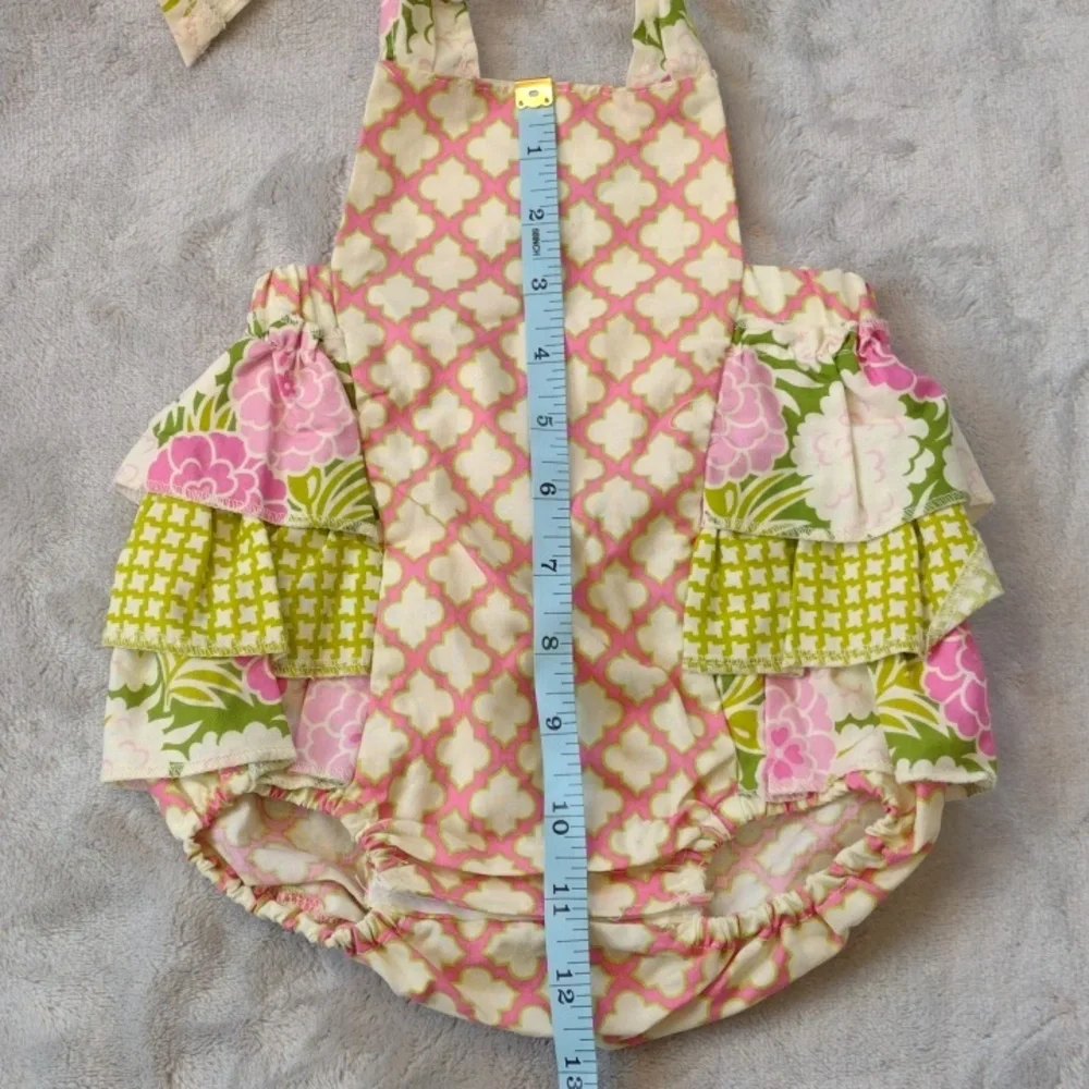 Purrfect Twirlie Girlie Shine All Mine Floral Ruffled Romper Size 0-3 Months